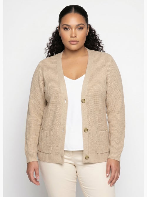 Cárdigan largo con botones brillantes y manga larga - Afibel - Kiabi