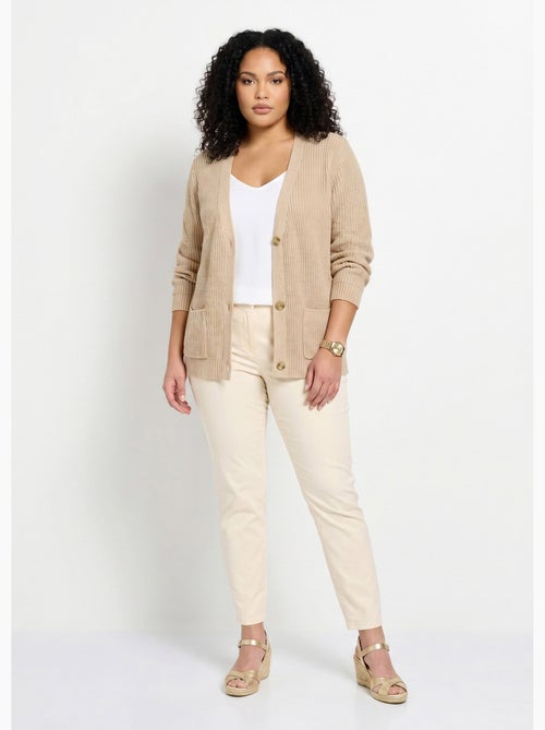 Cárdigan largo con botones brillantes y manga larga - Afibel - Kiabi