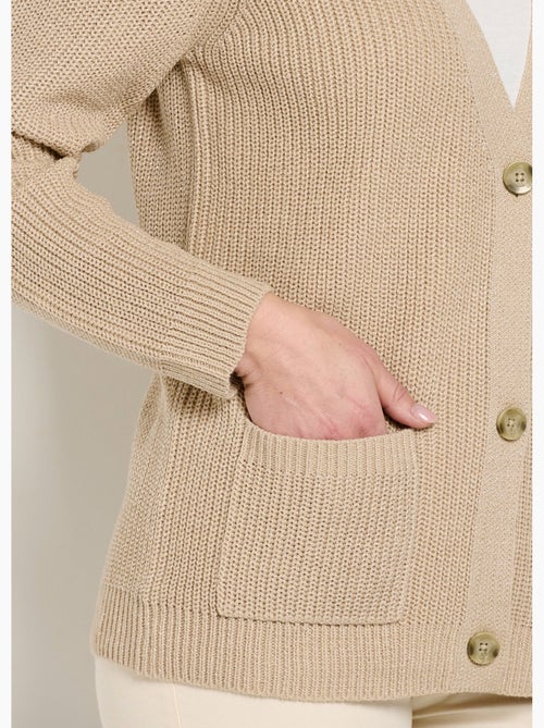 Cárdigan largo con botones brillantes y manga larga - Afibel - Kiabi