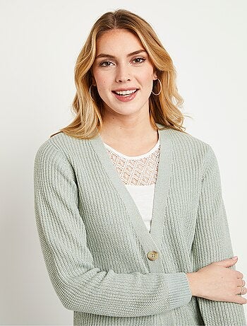 Cárdigan largo con botones brillantes y manga larga - Afibel