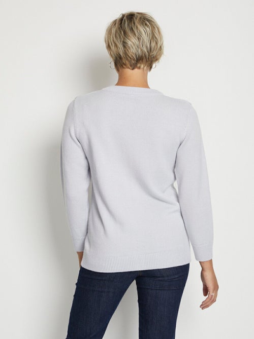 Cárdigan largo con botones y bordado de pedrería con cuello de pico - Afibel - Kiabi