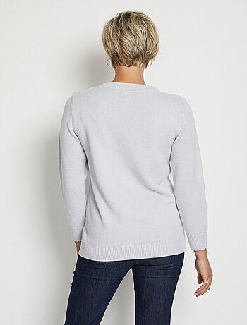 Cárdigan largo con botones y bordado de pedrería con cuello de pico