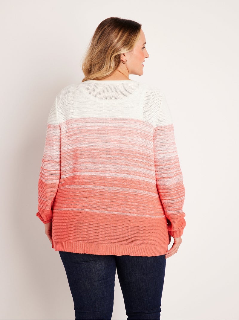 Cárdigan largo de algodón con cuello de pico y botones Coral - Kiabi