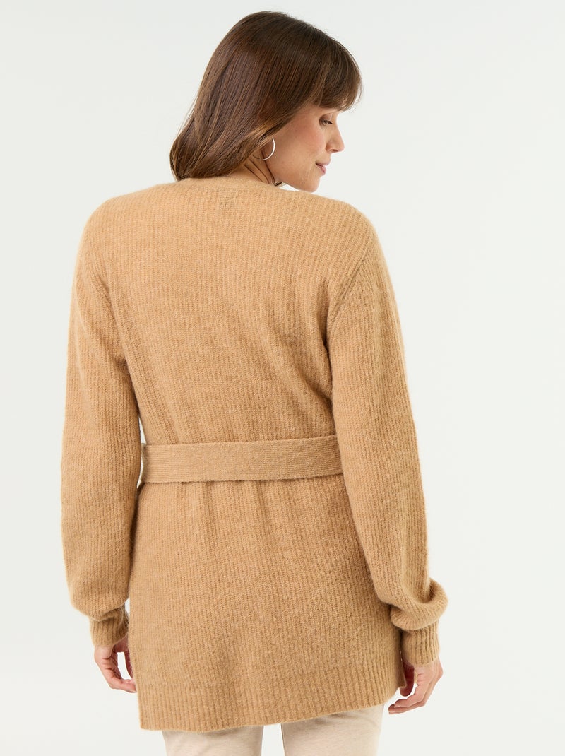 Cárdigan largo de maternidad de mohair mezclado Beige - Kiabi