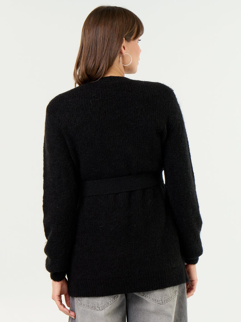 Cárdigan largo de maternidad de mohair mezclado Negro - Kiabi