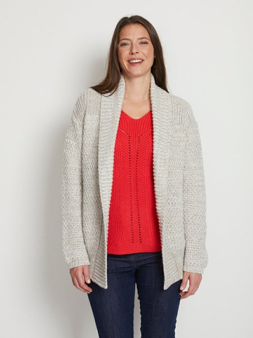 Cárdigan largo de punto fantasía de borde a borde - Afibel - Kiabi