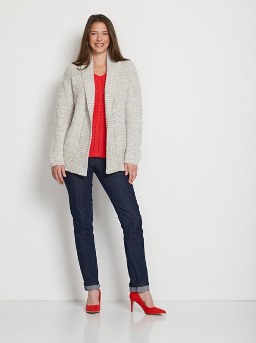 Cárdigan largo de punto fantasía de borde a borde - Afibel - Kiabi