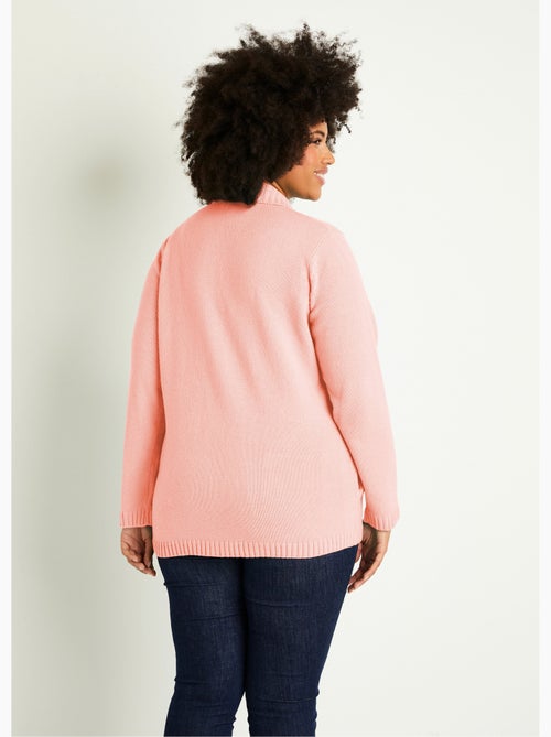 Cárdigan largo liso con cremallera y cuello alto - Afibel - Kiabi