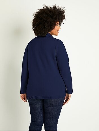 Cárdigan largo liso con cremallera y cuello alto - Afibel