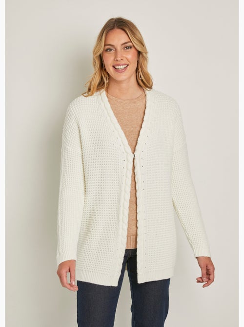 Cárdigan largo y cálido con cuello en V y botones automáticos - Afibel - Kiabi