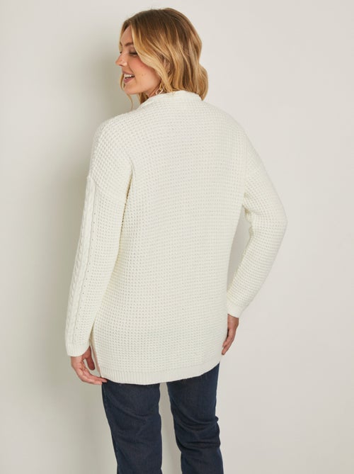 Cárdigan largo y cálido con cuello en V y botones automáticos - Afibel - Kiabi