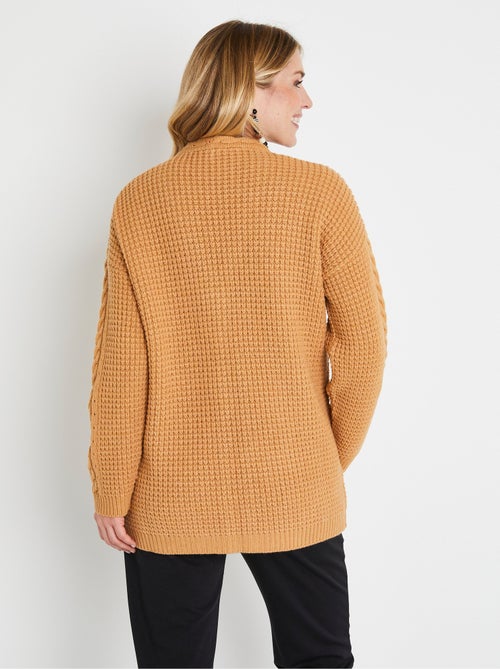 Cárdigan largo y cálido con cuello en V y botones automáticos - Afibel - Kiabi