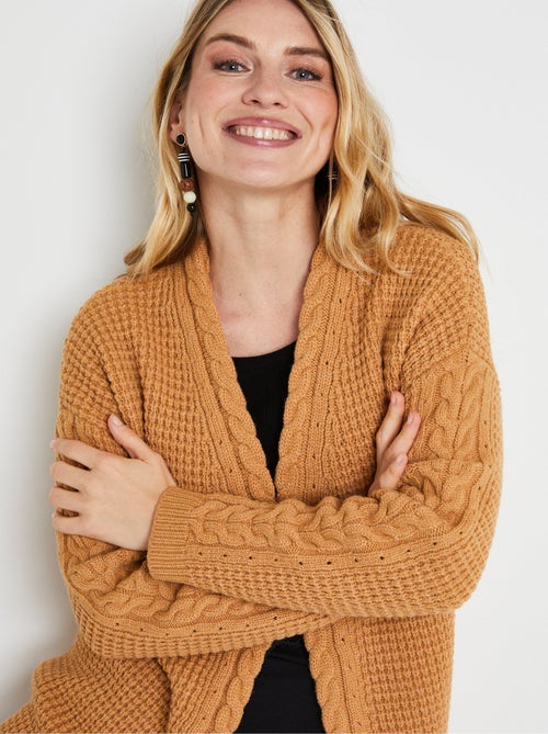 Cárdigan largo y cálido con cuello en V y botones automáticos - Afibel - Kiabi