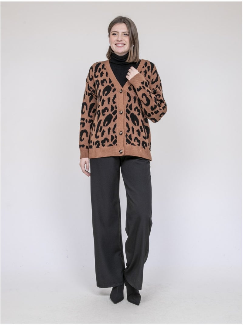 Cárdigan leopardo KATLINE Marrón - Kiabi