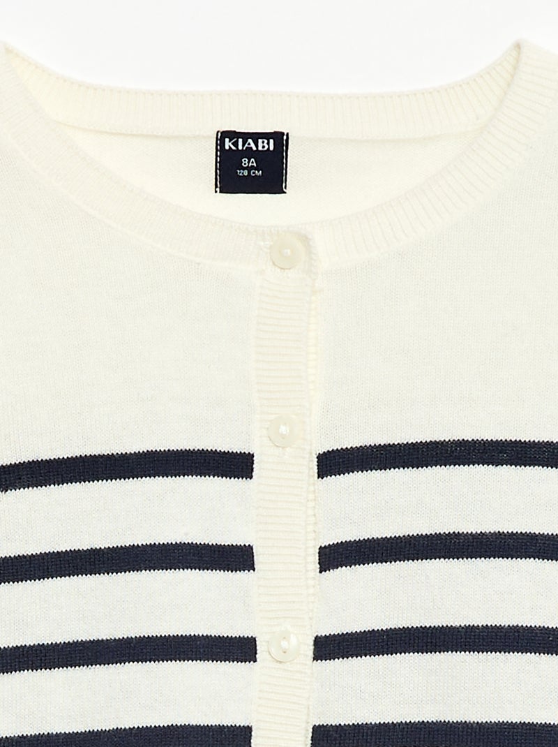 Cárdigan ligero de cuello redondo rayado Azul - Kiabi