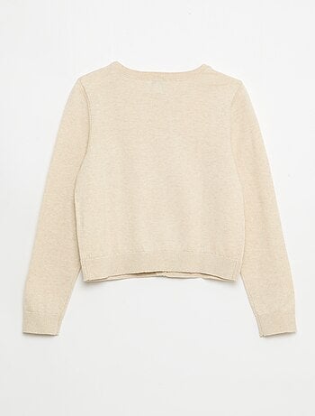 Cárdigan ligero liso de cuello redondo