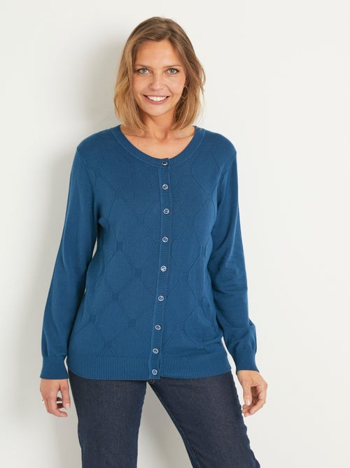 Cárdigan, liso, abotonado, mezcla de modal - Afibel - Kiabi