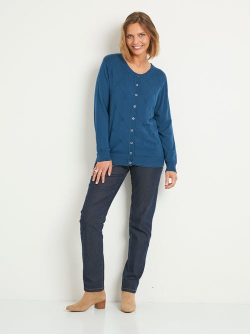 Cárdigan, liso, abotonado, mezcla de modal - Afibel - Kiabi