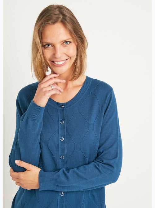 Cárdigan, liso, abotonado, mezcla de modal - Afibel - Kiabi