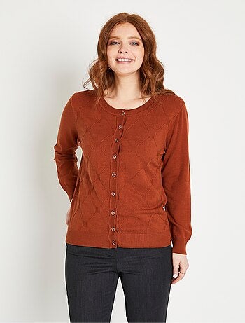 Cárdigan, liso, abotonado, mezcla de modal - Afibel