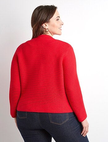 Cárdigan liso con botones y cuello de manga larga - Afibel