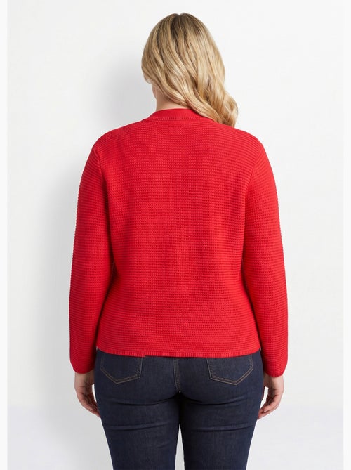 Cárdigan liso con botones y cuello de manga larga - Afibel - Kiabi