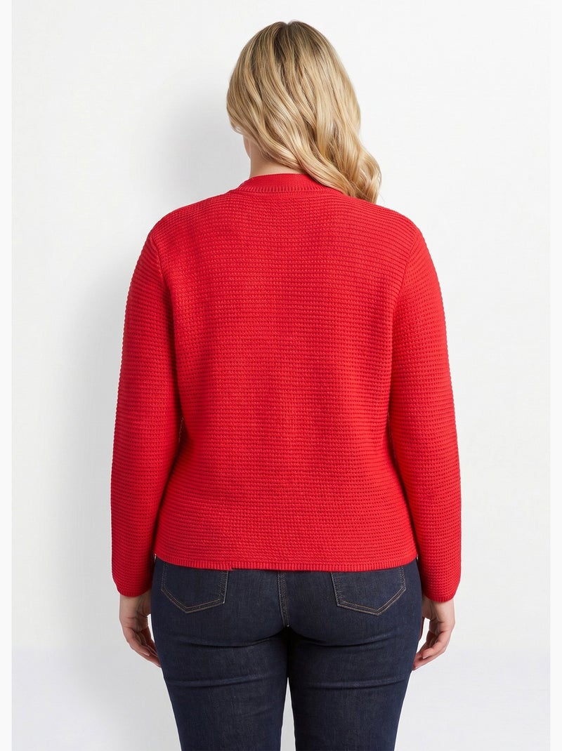 Cárdigan liso con botones y cuello de manga larga - Afibel Rojo - Kiabi