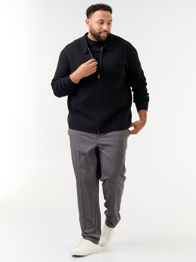 Cárdigan liso con cuello de camisa Negro - Kiabi