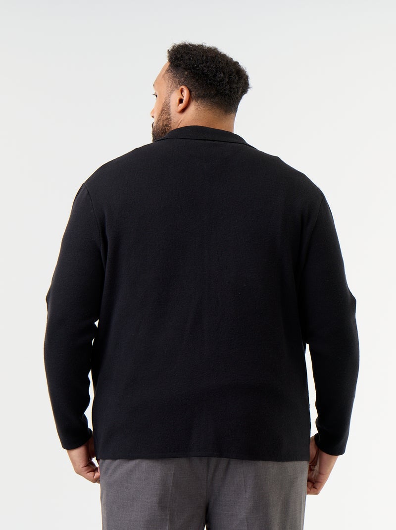 Cárdigan liso con cuello de camisa Negro - Kiabi