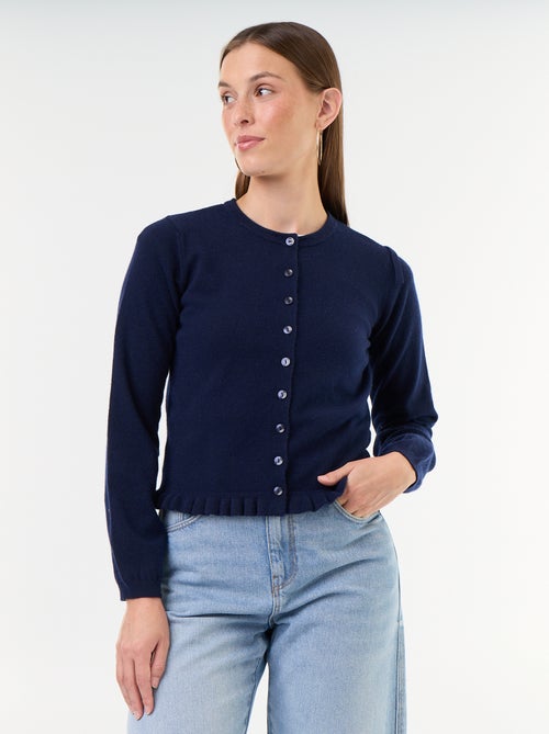 Cárdigan liso con cuello de pelo sintético - Kiabi Cárdigan liso con cuello de pelo sintético - Kiabi