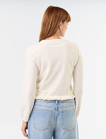 Cárdigan liso con cuello de pelo sintético