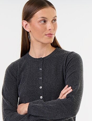 Cárdigan liso con cuello de pelo sintético