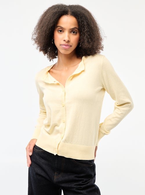 Cárdigan liso con cuello redondo - Kiabi