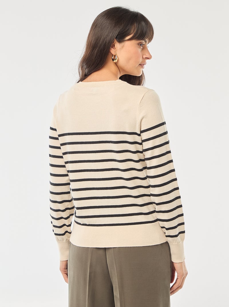 Cárdigan liso con cuello redondo Beige - Kiabi