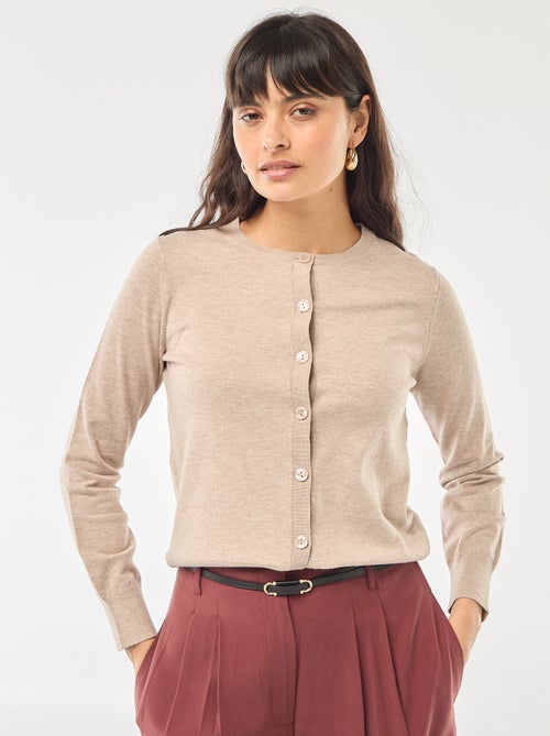 Cárdigan liso cuello redondo - Kiabi