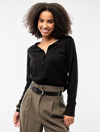 Cárdigan liso cuello redondo