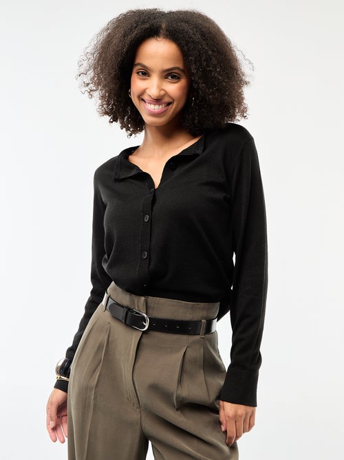 Cárdigan liso cuello redondo - Kiabi