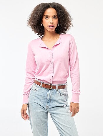 Cárdigan liso cuello redondo