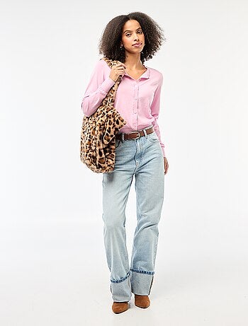 Cárdigan liso cuello redondo