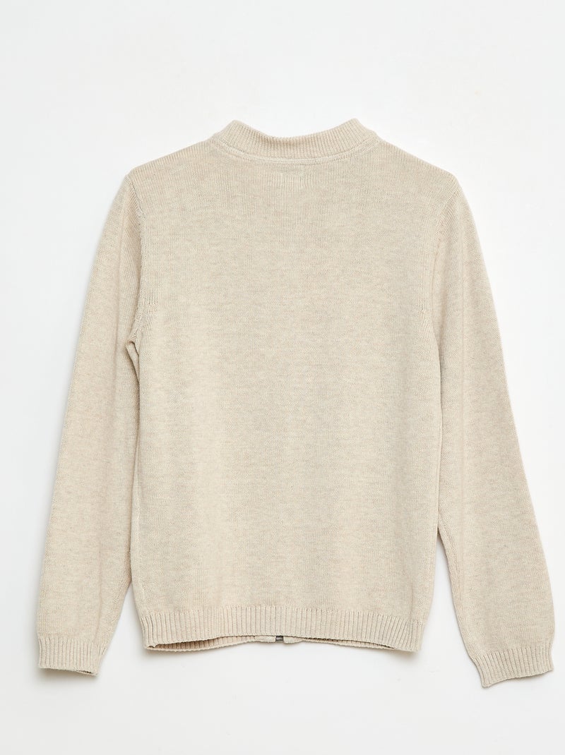 Cárdigan liso de algodón Beige - Kiabi