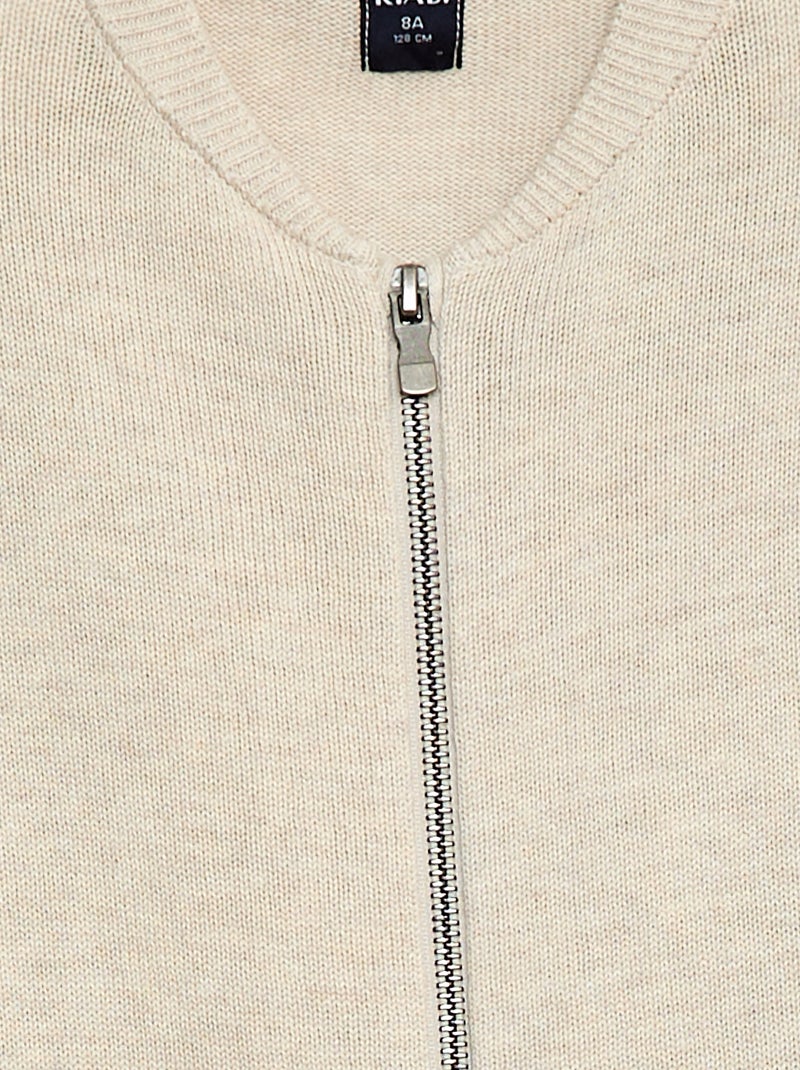 Cárdigan liso de algodón Beige - Kiabi