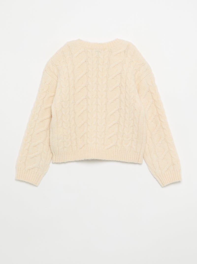 Cárdigan liso de punto fantasía Beige - Kiabi
