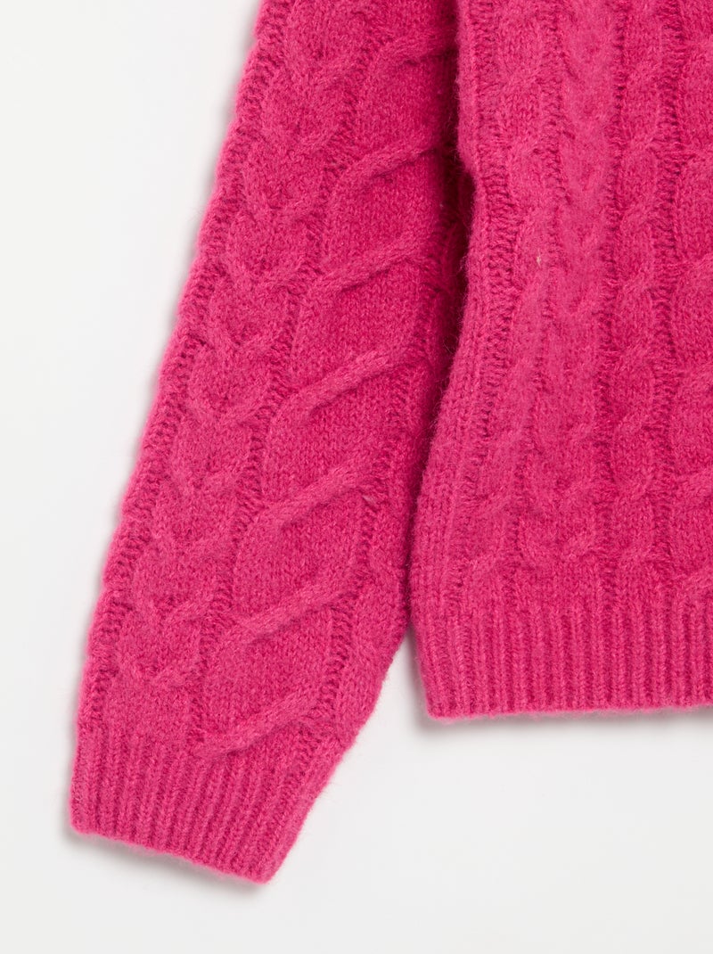 Cárdigan liso de punto fantasía Rosa - Kiabi