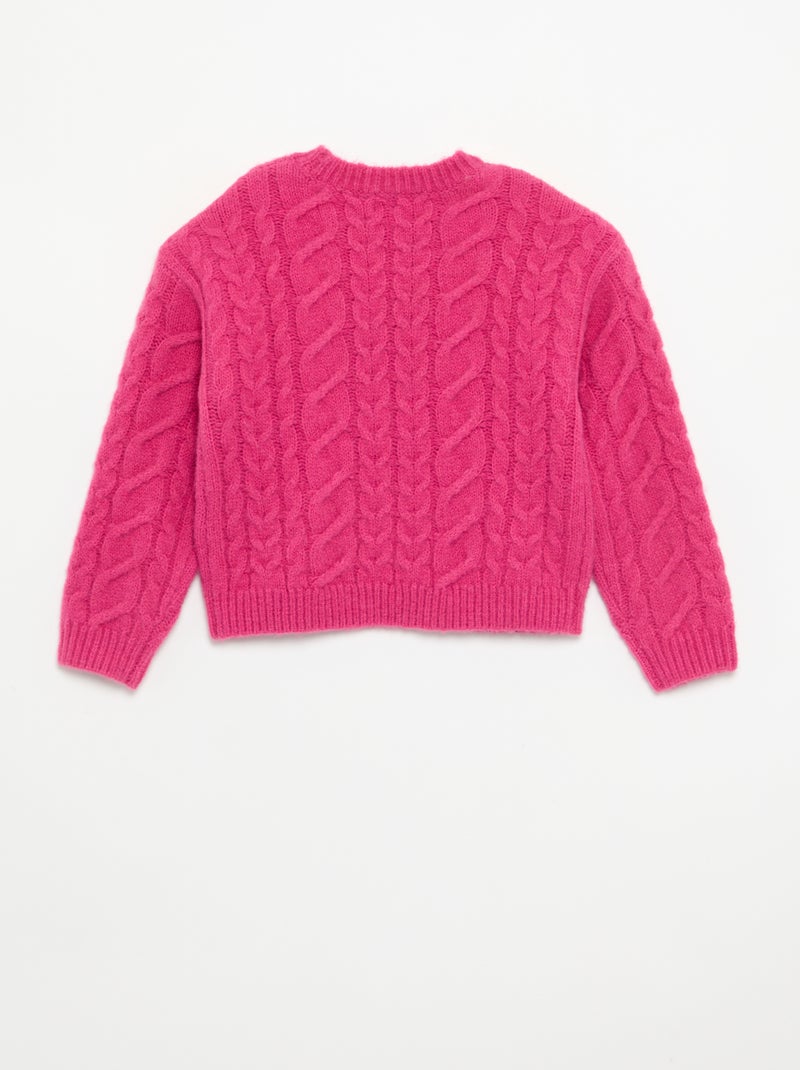 Cárdigan liso de punto fantasía Rosa - Kiabi