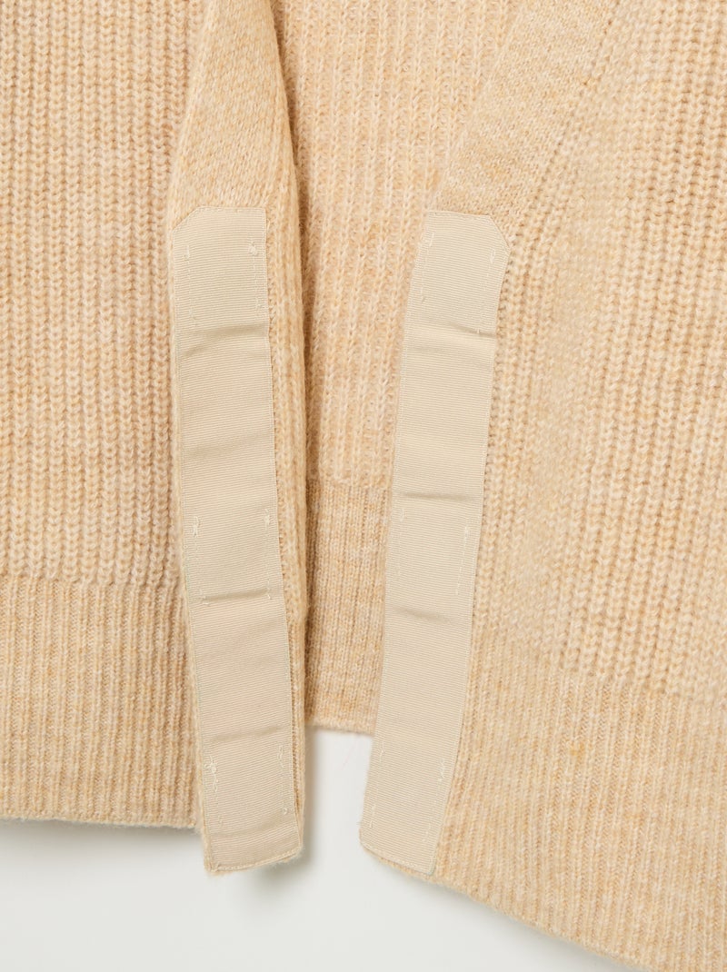Cárdigan liso de punto grueso fácil de poner Beige - Kiabi