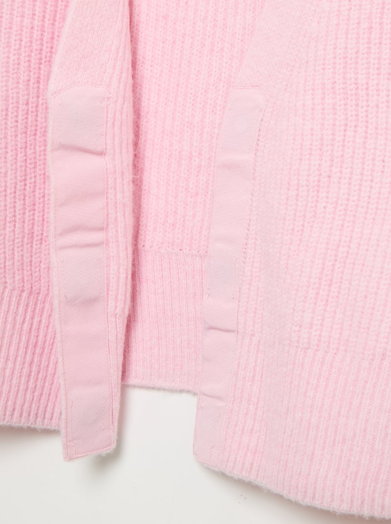 Cárdigan liso de punto grueso fácil de poner Rosa - Kiabi