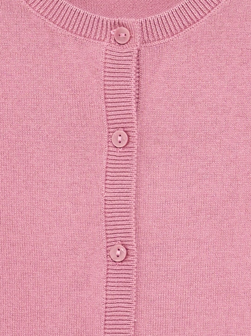 Cárdigan liso ligero de cuello redondo Rosa - Kiabi