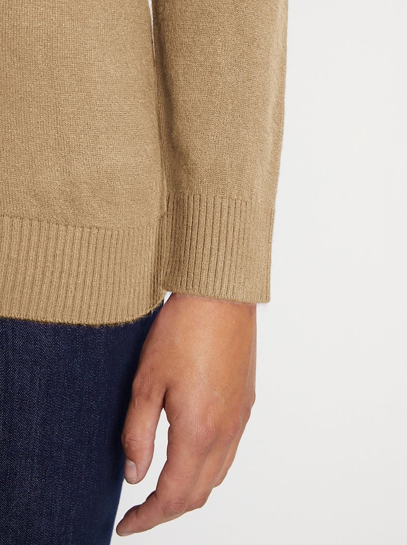 Cárdigan midi de punto suave con botones - Afibel Camel - Kiabi