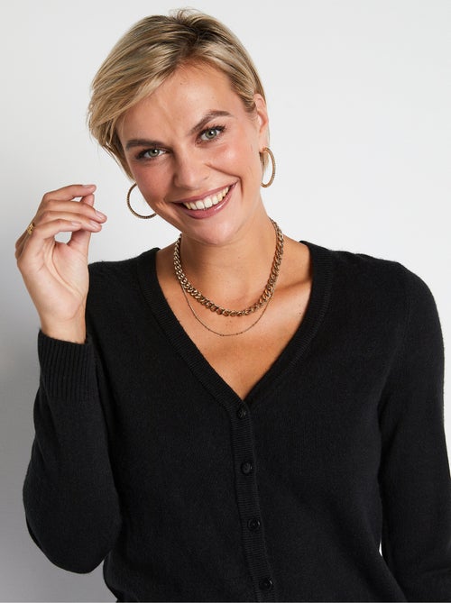 Cárdigan midi de punto suave con botones - Afibel - Kiabi