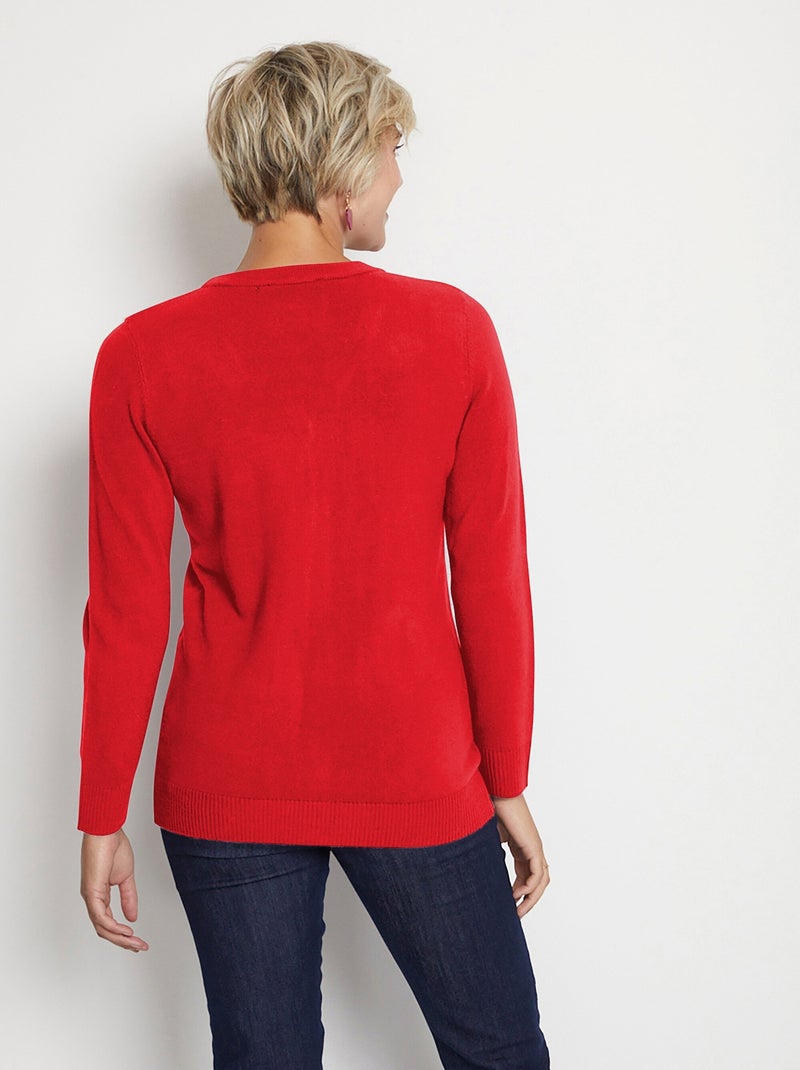 Cárdigan midi de punto suave con botones - Afibel Rojo - Kiabi